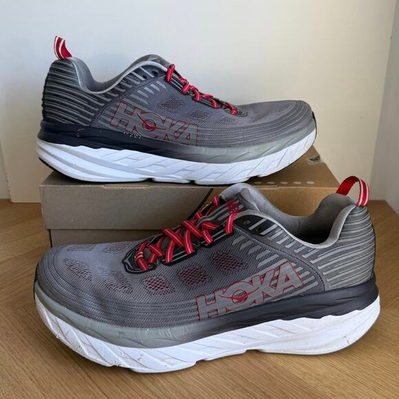 Hoka One One Bondi 6 Grey/Red Men Running Sneakers- SZ 14 main image 10